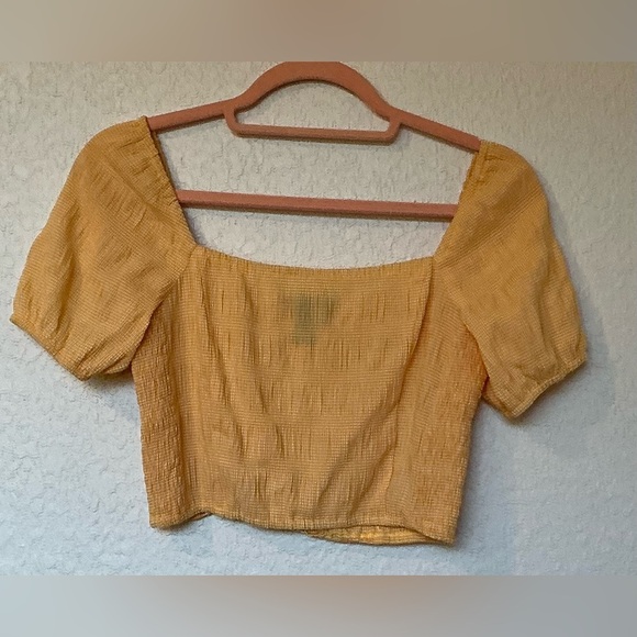 Forever 21 Yellow & White Textured Crop Top - Picture 2 of 9